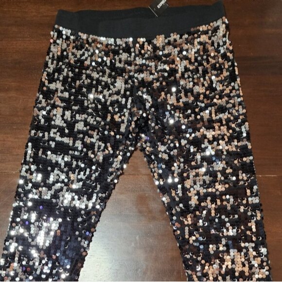 Express Black Sequin Pants - Picture 2 of 10